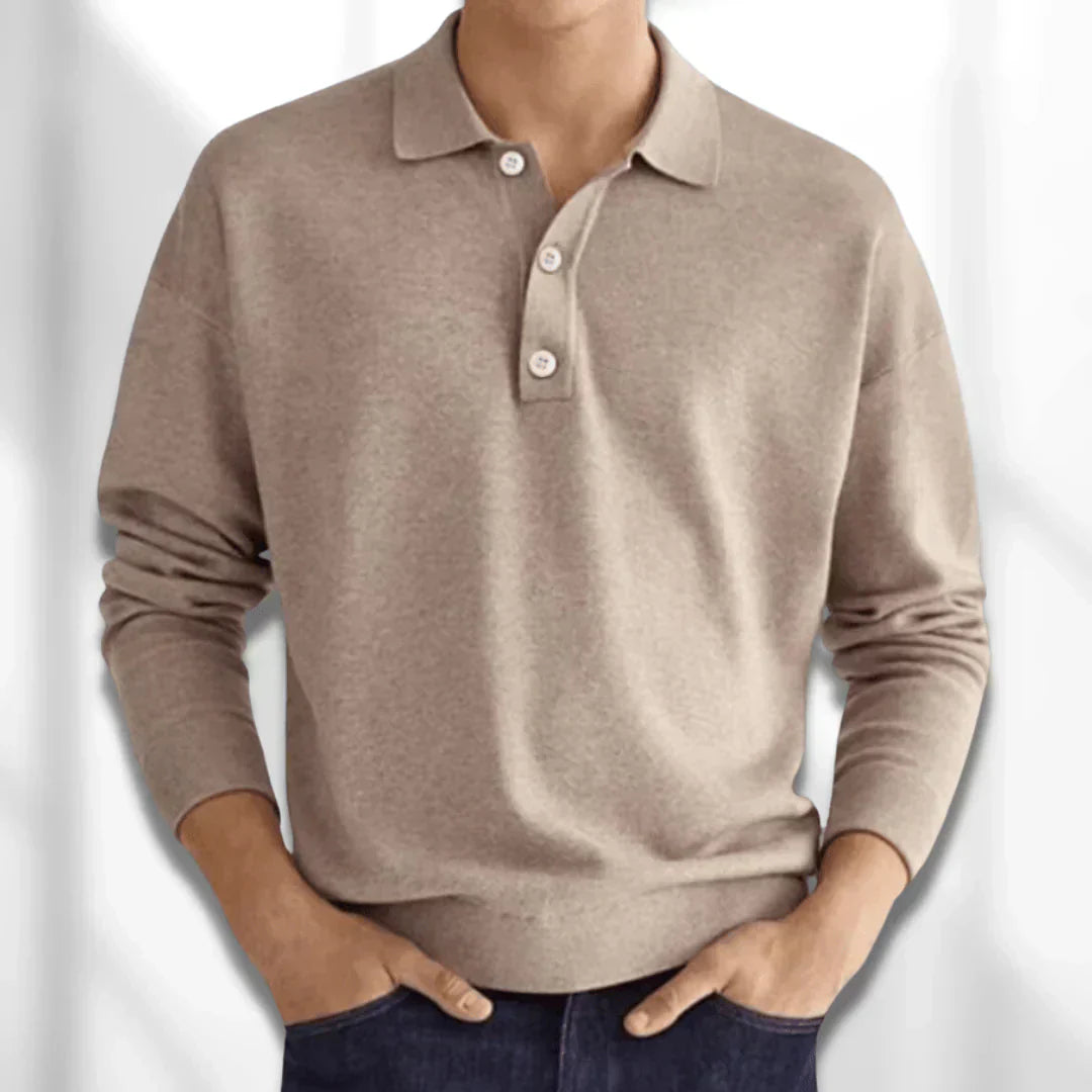 Men’s long-sleeve knit polo shirt
