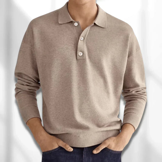Men’s long-sleeve knit polo shirt