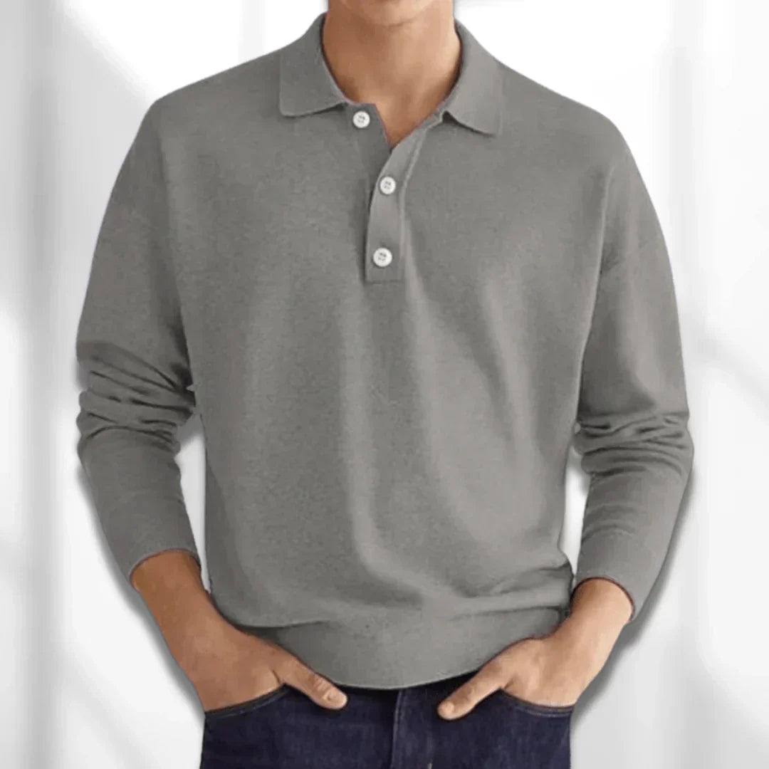 Men’s long-sleeve knit polo shirt