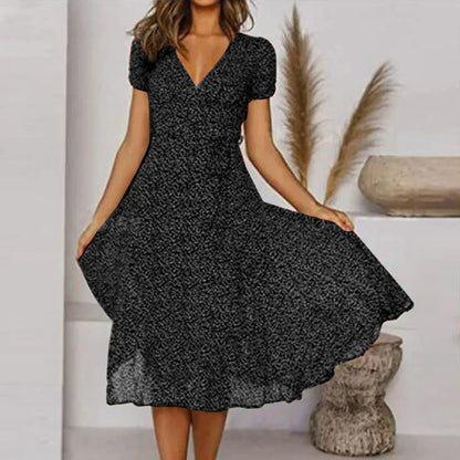 Elegant maxi dress for women with V-neck
