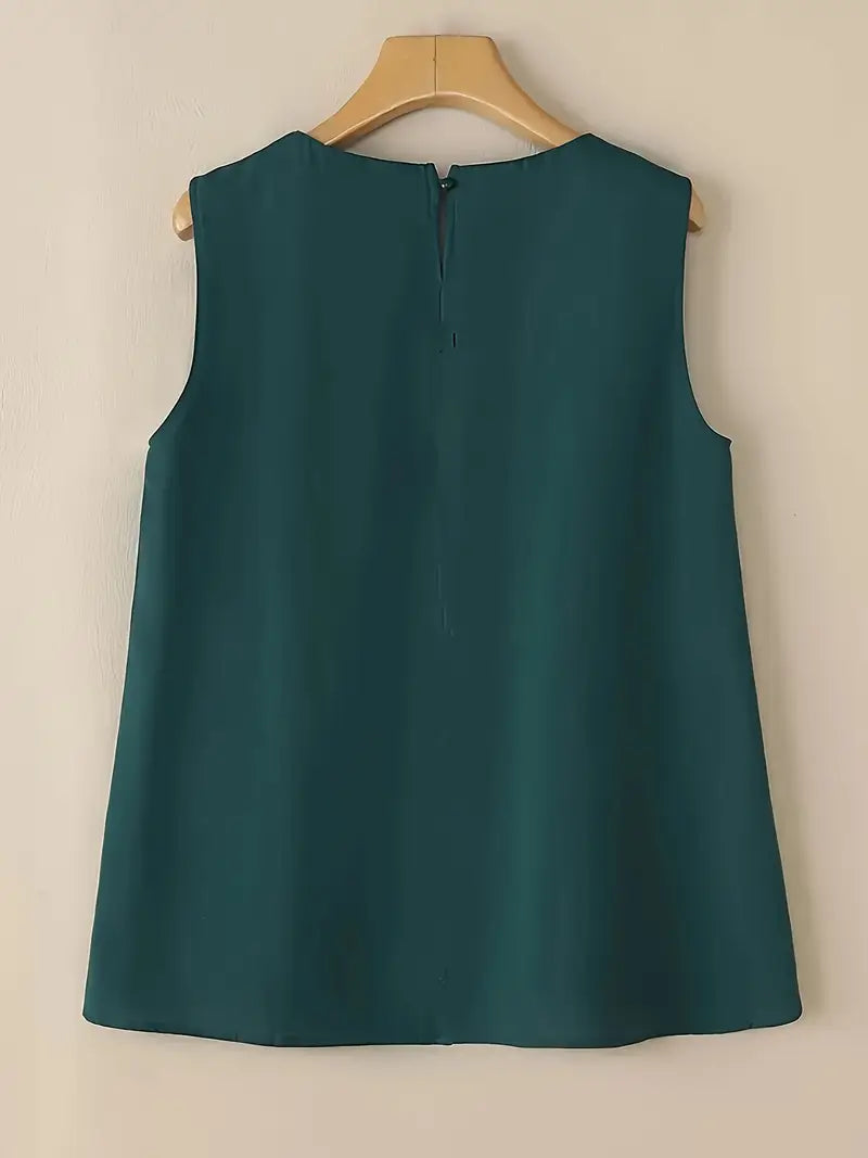Sleeveless top with round neckline