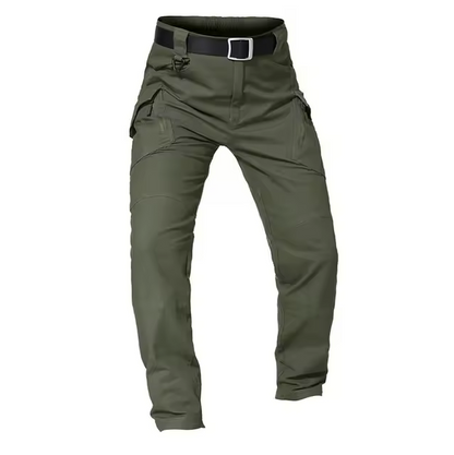 Cargo trousers with multiple pockets and belt
