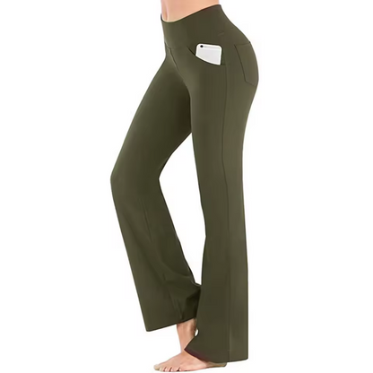 Women's flared leg trousers with side pocket