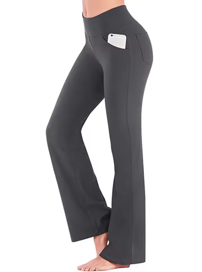 Women's flared leg trousers with side pocket