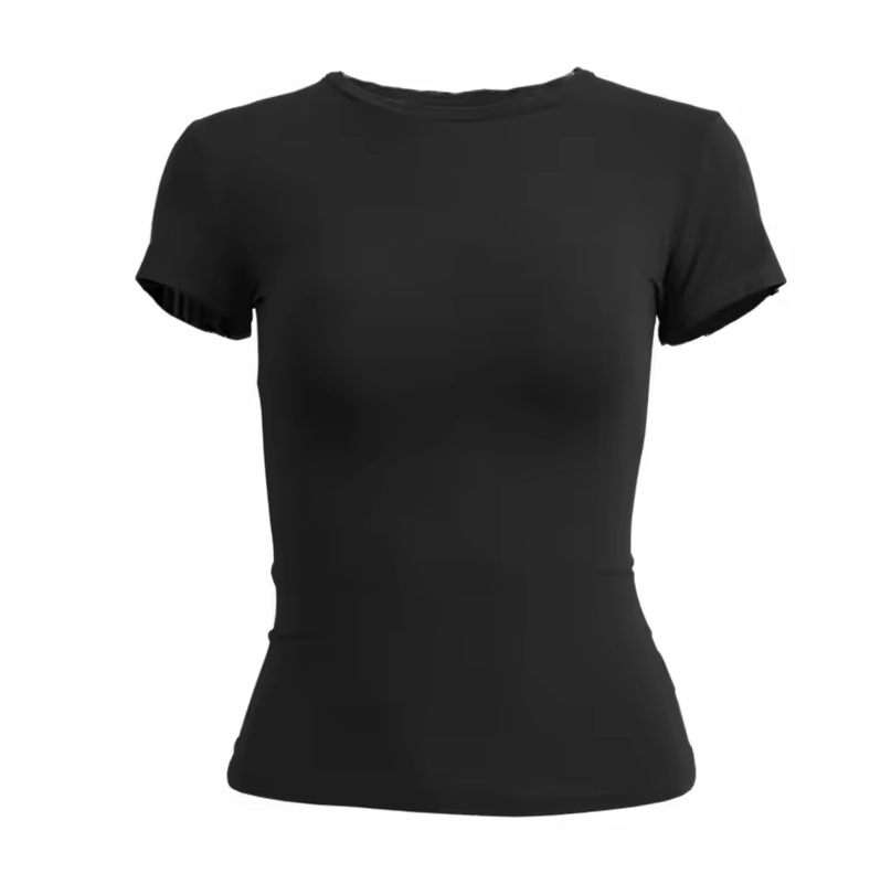 Fitted short-sleeved cropped T-shirt