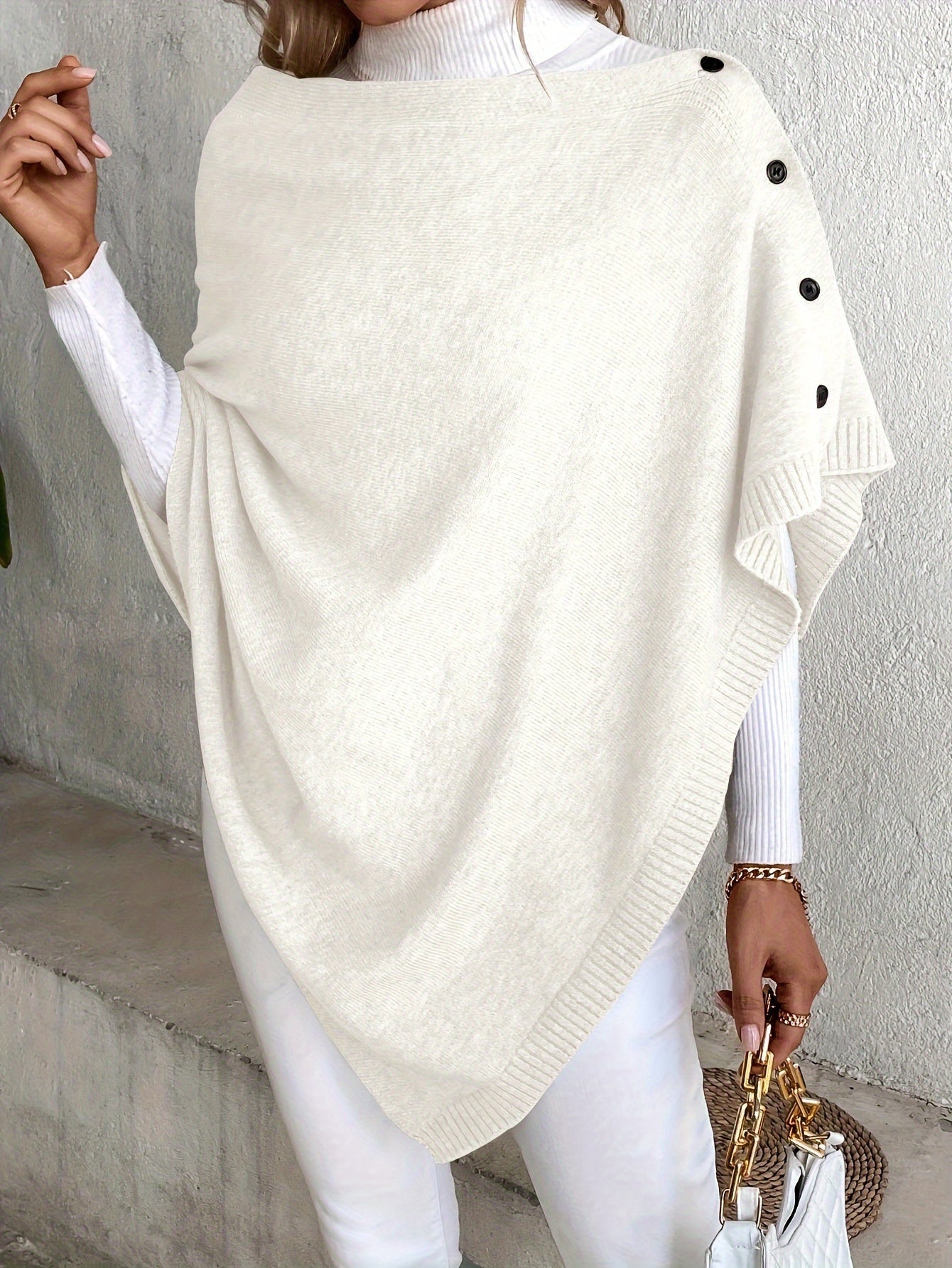 Sweater with Buttoned Shoulder