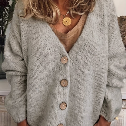 Sweater with V-Neck and Button Closure